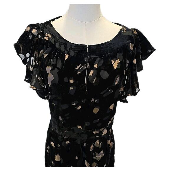 Caara Womens Velvet Burnout Flutter Maxi Dress XL Whimsigoth Fairy Grunge Black - Picture 4 of 10